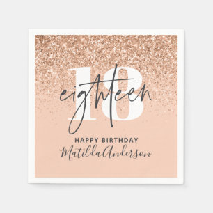 Girly Glitzer funkelt moderne 18. Geburtstagsparty Serviette
