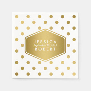 Girly Glitzer-Goldpolka-Punkt-Muster-Monogramm Serviette