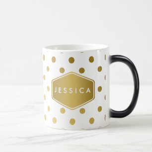 Girly Glitzer-Goldpolka-Punkt-Muster-Monogramm Verwandlungstasse