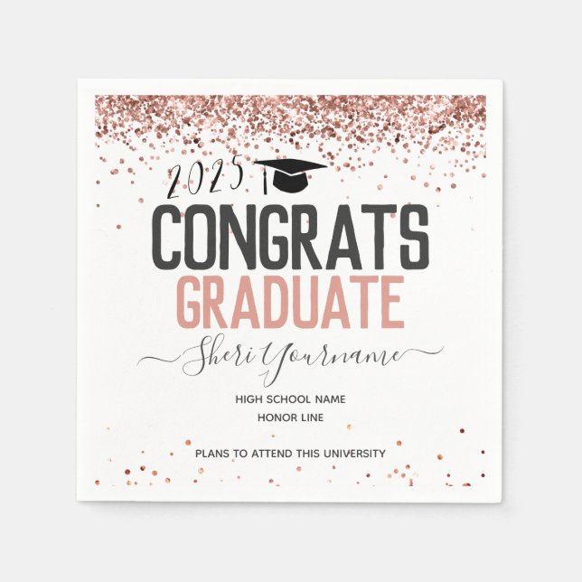 Girly Glitzer Graduation Party jedes Jahr Napkins Serviette (Vorderseite)