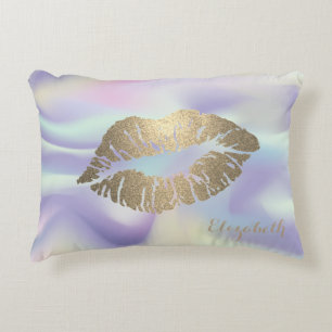 Girly Glitzer Lips Holographic Dekokissen