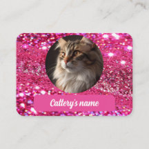Girly Glitzer Pink Custom Business Card Catterery