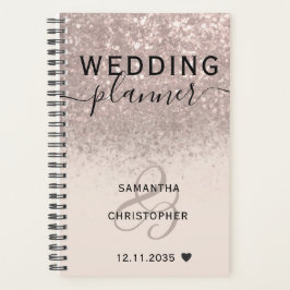 Girly Glitzer Rose Gold Wedding Planner Planer