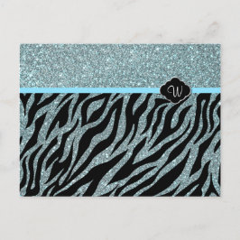 Girly Glitzer Silver Aquamarin Zebra Fügen Sie Ihr Postkarte