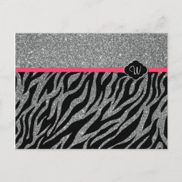 Girly Glitzer Silver Pink Zebra Fügen Sie Ihre ers Postkarte
