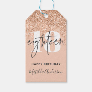 Girly Glitzer strahlt moderne 18. Geburtstagsparty Geschenkanhänger