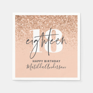 Girly Glitzer strahlt moderne 18. Geburtstagsparty Serviette