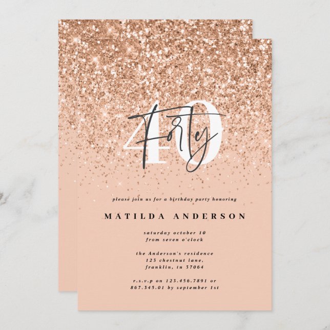 Girly Glitzer strahlt moderne 40. Geburtstag (Vorne/Hinten)