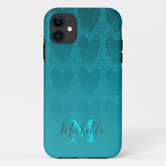 Girly Glitzer Turqouise herts Case-Mate iPhone C Hülle (Rückseite)