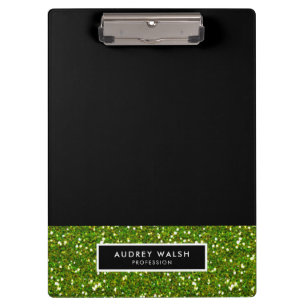 Girly Glitzy Green Sequin Glitzer Black Klemmbrett