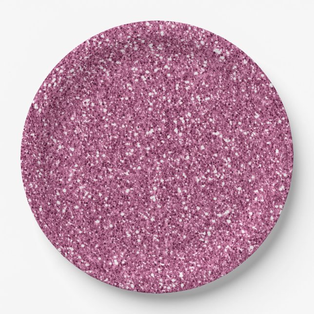 Girly Glitzy Pink Glitzer Pappteller (Vorderseite)