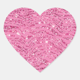 Girly Glitzy Pink Glitzer Zebra Herz-Aufkleber