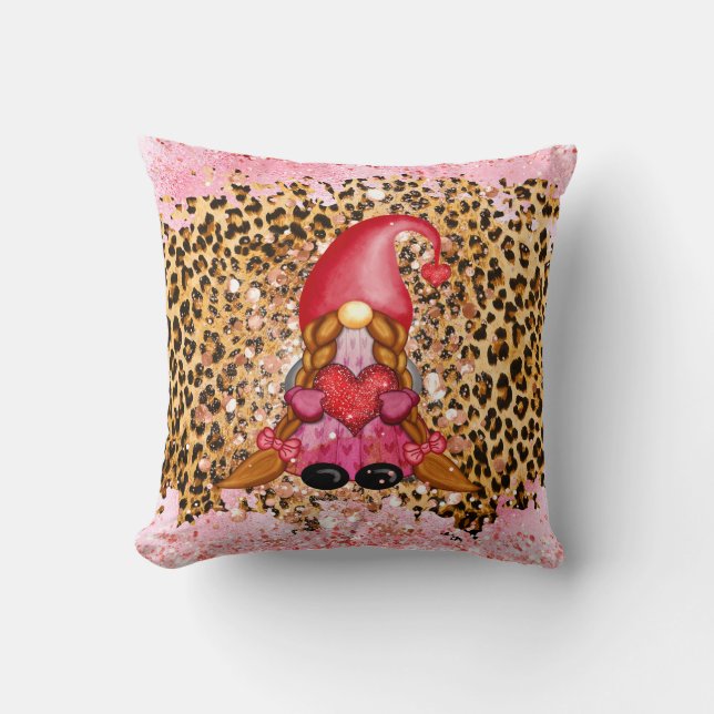 Girly Gnome Valentine Deco Kissen (Vorderseite)