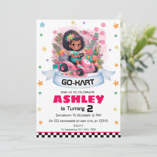 Girly Go Kart Birthday Einladung