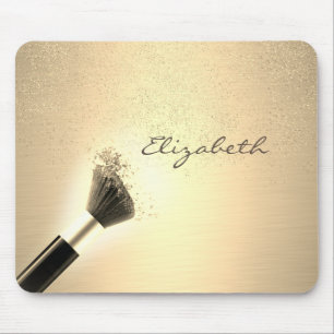 Girly, Gold Confetti, Makeup Brush, Personalisiert Mousepad