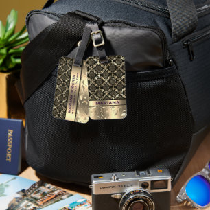 Girly Gold Damasks & Metallic Wirbel Gepäckanhänger