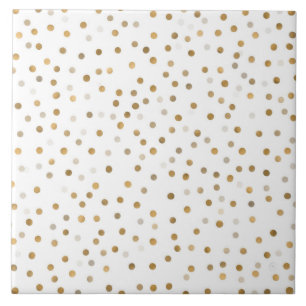 Girly Gold Dots Confetti Weißes Design Fliese