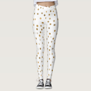 Girly Gold Dots Confetti Weißes Design Leggings