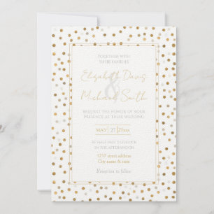 Girly Gold Dots Confetti White Design Einladung