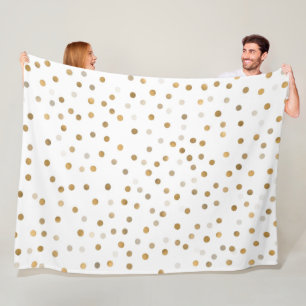 Girly Gold Dots Confetti White Design Fleecedecke
