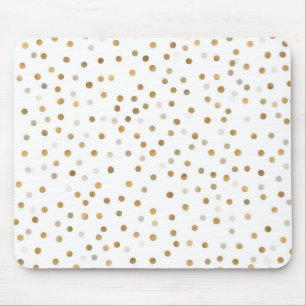 Girly Gold Dots Confetti White Design Mousepad