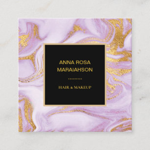 *~* Girly Gold Foil Veins Lavendel Marble Moderne Quadratische Visitenkarte