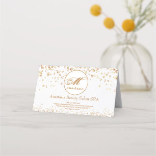 Girly Gold Glittery Luxury Monogram Beauty Salon Terminkarte
