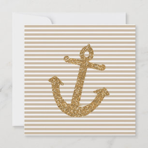 Girly Gold Glitzer Anchor Einladung