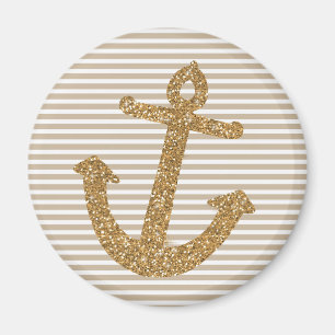 Girly Gold Glitzer Anchor Magnet
