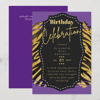 Girly Gold Glitzer Animal Print Birthday JEDES Alt Einladung