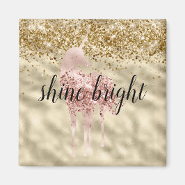 Girly Gold Glitzer Sparkle Confetti Rosa Einhorn Magnet
