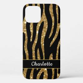 Girly Gold Glitzer Tiger Stripname Case-Mate iPhone Hülle