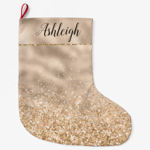 Girly Gold Glitzy Glitzer Sparkor Name Großer Weihnachtsstrumpf