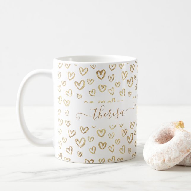 Girly Gold Hörer Custom Named Kaffeetasse (Mit Donut)
