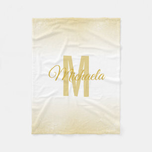 Girly Gold Modern Chic Monogram Eleganter Glitzer Fleecedecke