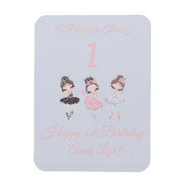 Girly Gold Pink Ballerina Princess 1. Geburtstag Magnet