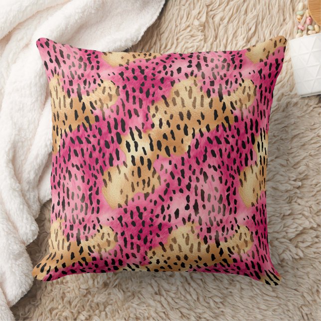 Girly Gold Pink Leopard Kissen (Decke)