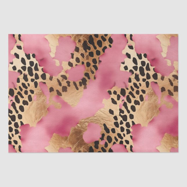Girly Gold Pink Leopard Seidenpapier (Vorderseite)