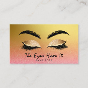 *~* Girly Gold Pink Peach Lashes Erweiterungen Bro Visitenkarte