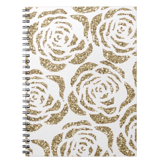 Girly Gold Rose Muster Custom Spiralfolien Notizblock (Vorderseite)