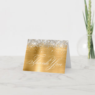 Girly Gold und Silver Decorative Kalligraphie Dankeskarte