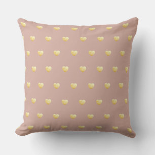 Girly Golden Hearts on Dark Blush Pink Kissen