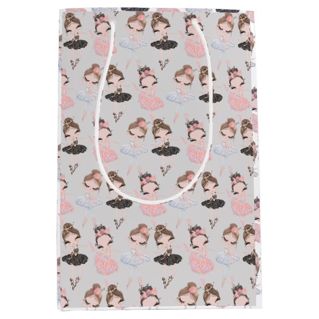 Girly Golden Pink Blue Aquerinas Mittlere Geschenktüte (Vorderseite)