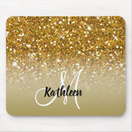 Girly GoldGlitzer-Glitzern-Monogramm-Name Mousepad