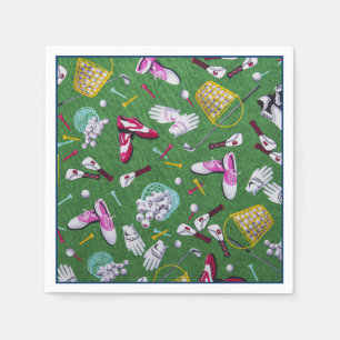 Girly Golf Pattern Napkins Serviette