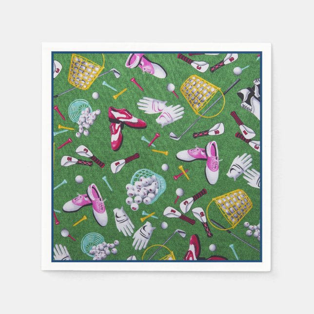Girly Golf Pattern Napkins Serviette (Vorderseite)