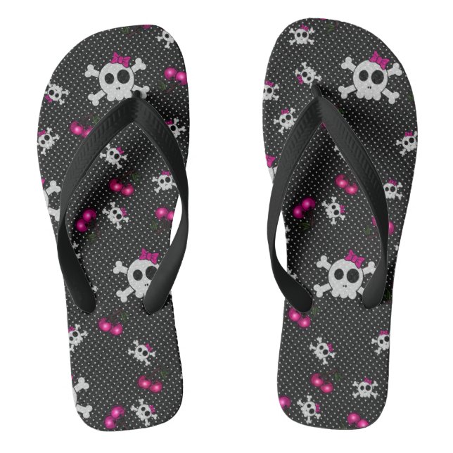 Girly Gothic Skulls Flip Flops (Fußbett)