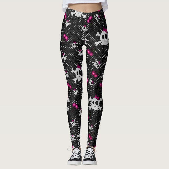 Girly Gothic Skulls Leggings (Vorderseite)