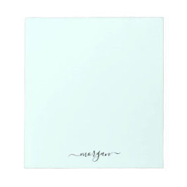 Girly Green Blue Monogram Modern Script Personal Notizblock