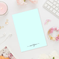 Girly Green Blue Monogram Modern Script Personal